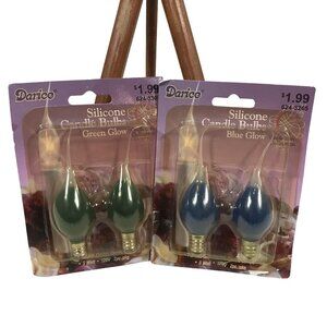 Electric Candle Lamps Silicone Replacement 4 Bulbs Blue Green Darice Christmas